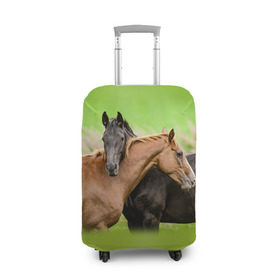 Чехол для чемодана 3D с принтом Лошади 2 в Санкт-Петербурге, 86% полиэфир, 14% спандекс | двустороннее нанесение принта, прорези для ручек и колес | horse | horseshoe | акварель | головалошади | грива | единорог | жеребец | животные | конь | лошадь | лошадьскрыльями | подкова | природа | рисуноккрасками