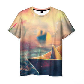 Мужская футболка 3D с принтом Бумажный кораблик в Санкт-Петербурге, 100% полиэфир | прямой крой, круглый вырез горловины, длина до линии бедер | Тематика изображения на принте: art | арт | рисунок | художник