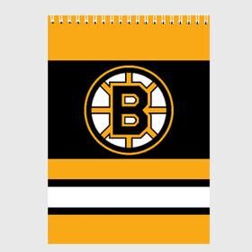 Скетчбук с принтом Boston Bruins в Санкт-Петербурге, 100% бумага
 | 48 листов, плотность листов — 100 г/м2, плотность картонной обложки — 250 г/м2. Листы скреплены сверху удобной пружинной спиралью | boston bruins | hockey | nhl | нхл | спорт | хоккей