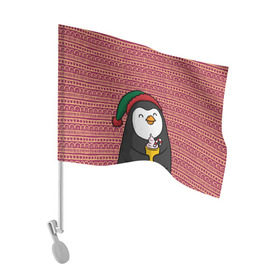 Флаг для автомобиля с принтом Пингвиня в Санкт-Петербурге, 100% полиэстер | Размер: 30*21 см | пингвин