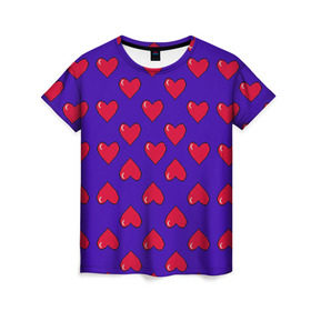 Женская футболка 3D с принтом Пиксельная любовь в Санкт-Петербурге, 100% полиэфир ( синтетическое хлопкоподобное полотно) | прямой крой, круглый вырез горловины, длина до линии бедер | 14 февраля | love | влюбленный | любовь | рисунок | сердечки | сердечко | сердце