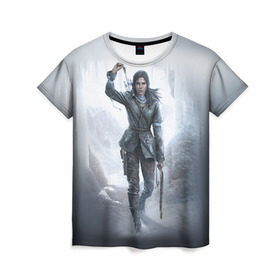 Женская футболка 3D с принтом Rise of the Tomb Raider в Санкт-Петербурге, 100% полиэфир ( синтетическое хлопкоподобное полотно) | прямой крой, круглый вырез горловины, длина до линии бедер | rise of the tomb raider | tomb raider | райдер | том райдер