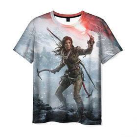 Мужская футболка 3D с принтом Rise of the Tomb Raider в Санкт-Петербурге, 100% полиэфир | прямой крой, круглый вырез горловины, длина до линии бедер | Тематика изображения на принте: rise of the tomb raider | tomb raider | райдер | том райдер