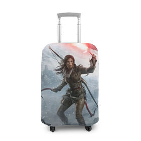Чехол для чемодана 3D с принтом Rise of the Tomb Raider в Санкт-Петербурге, 86% полиэфир, 14% спандекс | двустороннее нанесение принта, прорези для ручек и колес | rise of the tomb raider | tomb raider | райдер | том райдер