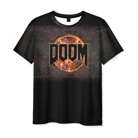 Мужская футболка 3D с принтом Doom в Санкт-Петербурге, 100% полиэфир | прямой крой, круглый вырез горловины, длина до линии бедер | doom | game | гибель | дум | игра | игры | обреченность | шутер