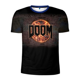 Мужская футболка 3D спортивная с принтом Doom в Санкт-Петербурге, 100% полиэстер с улучшенными характеристиками | приталенный силуэт, круглая горловина, широкие плечи, сужается к линии бедра | doom | game | гибель | дум | игра | игры | обреченность | шутер