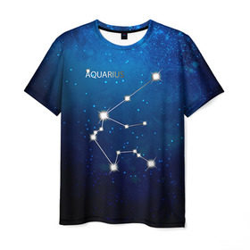 Мужская футболка 3D с принтом Водолей в Санкт-Петербурге, 100% полиэфир | прямой крой, круглый вырез горловины, длина до линии бедер | водолей | звезда | звезды | знак зодиака | космос | созвездие