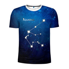 Мужская футболка 3D спортивная с принтом Водолей в Санкт-Петербурге, 100% полиэстер с улучшенными характеристиками | приталенный силуэт, круглая горловина, широкие плечи, сужается к линии бедра | водолей | звезда | звезды | знак зодиака | космос | созвездие