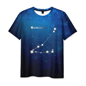 Мужская футболка 3D с принтом Козерог в Санкт-Петербурге, 100% полиэфир | прямой крой, круглый вырез горловины, длина до линии бедер | звезда | звезды | знак зодиака | козерог | космос | созвездие