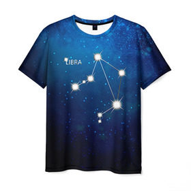 Мужская футболка 3D с принтом Весы в Санкт-Петербурге, 100% полиэфир | прямой крой, круглый вырез горловины, длина до линии бедер | Тематика изображения на принте: весы | звезда | звезды | знак зодиака | космос | созвездие