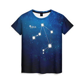 Женская футболка 3D с принтом Весы в Санкт-Петербурге, 100% полиэфир ( синтетическое хлопкоподобное полотно) | прямой крой, круглый вырез горловины, длина до линии бедер | весы | звезда | звезды | знак зодиака | космос | созвездие