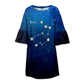 Детское платье 3D с принтом Дева в Санкт-Петербурге, 100% полиэстер | прямой силуэт, чуть расширенный к низу. Круглая горловина, на рукавах — воланы | Тематика изображения на принте: дева | звезда | звезды | знак зодиака | космос | созвездие