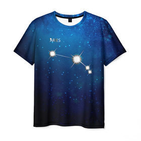 Мужская футболка 3D с принтом Овен в Санкт-Петербурге, 100% полиэфир | прямой крой, круглый вырез горловины, длина до линии бедер | звезда | звезды | знак зодиака | космос | овен | созвездие