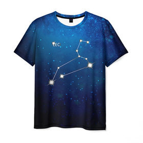 Мужская футболка 3D с принтом Лев в Санкт-Петербурге, 100% полиэфир | прямой крой, круглый вырез горловины, длина до линии бедер | звезда | звезды | знак зодиака | космос | лев | созвездие