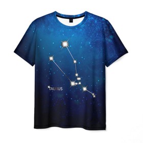 Мужская футболка 3D с принтом Телец в Санкт-Петербурге, 100% полиэфир | прямой крой, круглый вырез горловины, длина до линии бедер | звезда | звезды | знак зодиака | космос | созвездие | телец