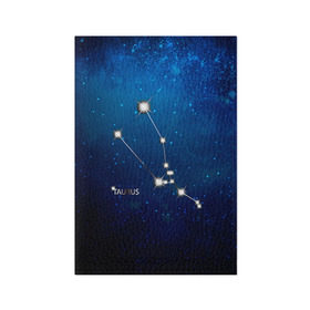 Обложка для паспорта матовая кожа с принтом Телец в Санкт-Петербурге, натуральная матовая кожа | размер 19,3 х 13,7 см; прозрачные пластиковые крепления | Тематика изображения на принте: звезда | звезды | знак зодиака | космос | созвездие | телец
