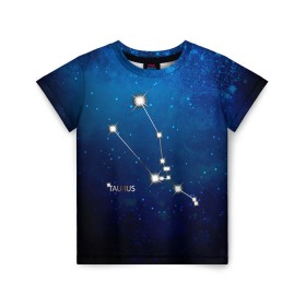 Детская футболка 3D с принтом Телец в Санкт-Петербурге, 100% гипоаллергенный полиэфир | прямой крой, круглый вырез горловины, длина до линии бедер, чуть спущенное плечо, ткань немного тянется | звезда | звезды | знак зодиака | космос | созвездие | телец