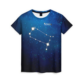 Женская футболка 3D с принтом Близнецы в Санкт-Петербурге, 100% полиэфир ( синтетическое хлопкоподобное полотно) | прямой крой, круглый вырез горловины, длина до линии бедер | близнецы | звезда | звезды | знак зодиака | космос | созвездие