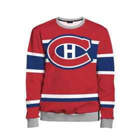 Детский свитшот 3D с принтом Montreal Canadiens в Санкт-Петербурге, 100% полиэстер | свободная посадка, прямой крой, мягкая тканевая резинка на рукавах и понизу свитшота | Тематика изображения на принте: hockey | montreal canadien | nhl | нхл | спорт | хоккей