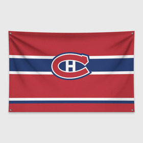 Флаг-баннер с принтом Montreal Canadiens в Санкт-Петербурге, 100% полиэстер | размер 67 х 109 см, плотность ткани — 95 г/м2; по краям флага есть четыре люверса для крепления | Тематика изображения на принте: hockey | montreal canadien | nhl | нхл | спорт | хоккей
