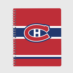 Тетрадь с принтом Montreal Canadiens в Санкт-Петербурге, 100% бумага | 48 листов, плотность листов — 60 г/м2, плотность картонной обложки — 250 г/м2. Листы скреплены сбоку удобной пружинной спиралью. Уголки страниц и обложки скругленные. Цвет линий — светло-серый
 | hockey | montreal canadien | nhl | нхл | спорт | хоккей