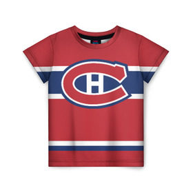 Детская футболка 3D с принтом Montreal Canadiens в Санкт-Петербурге, 100% гипоаллергенный полиэфир | прямой крой, круглый вырез горловины, длина до линии бедер, чуть спущенное плечо, ткань немного тянется | hockey | montreal canadien | nhl | нхл | спорт | хоккей