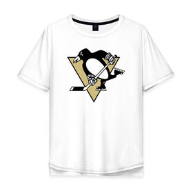 Мужская футболка хлопок Oversize с принтом Pittsburgh Penguins в Санкт-Петербурге, 100% хлопок | свободный крой, круглый ворот, “спинка” длиннее передней части | pittsburgh penguinspittsburgh penguins