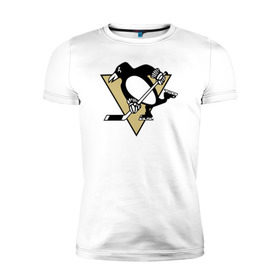 Мужская футболка премиум с принтом Pittsburgh Penguins в Санкт-Петербурге, 92% хлопок, 8% лайкра | приталенный силуэт, круглый вырез ворота, длина до линии бедра, короткий рукав | pittsburgh penguinspittsburgh penguins