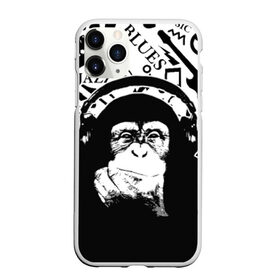 Чехол для iPhone 11 Pro матовый с принтом Шимпанзе в наушниках в Санкт-Петербурге, Силикон |  | джаз | музыка | обезьяна | рок | шимпанзе в наущниках