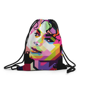 Рюкзак-мешок 3D с принтом Майкл Джексон в Санкт-Петербурге, 100% полиэстер | плотность ткани — 200 г/м2, размер — 35 х 45 см; лямки — толстые шнурки, застежка на шнуровке, без карманов и подкладки | michael jackson | майкл джексон | поп арт | портрет