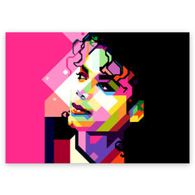 Поздравительная открытка с принтом Майкл Джексон в Санкт-Петербурге, 100% бумага | плотность бумаги 280 г/м2, матовая, на обратной стороне линовка и место для марки
 | michael jackson | майкл джексон | поп арт | портрет