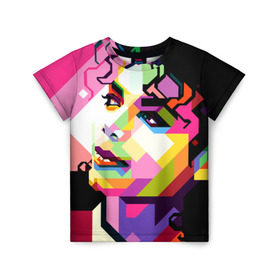 Детская футболка 3D с принтом Майкл Джексон в Санкт-Петербурге, 100% гипоаллергенный полиэфир | прямой крой, круглый вырез горловины, длина до линии бедер, чуть спущенное плечо, ткань немного тянется | michael jackson | майкл джексон | поп арт | портрет
