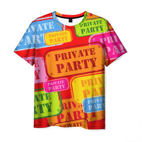 Мужская футболка 3D с принтом Private party в Санкт-Петербурге, 100% полиэфир | прямой крой, круглый вырез горловины, длина до линии бедер | Тематика изображения на принте: 