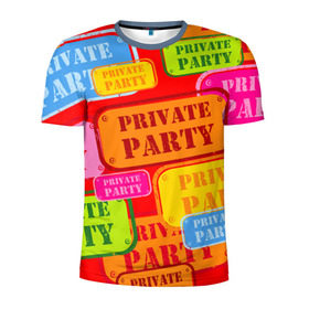 Мужская футболка 3D спортивная с принтом Private party в Санкт-Петербурге, 100% полиэстер с улучшенными характеристиками | приталенный силуэт, круглая горловина, широкие плечи, сужается к линии бедра | 
