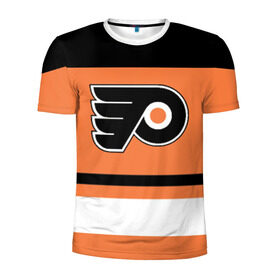 Мужская футболка 3D спортивная с принтом Philadelphia Flyers в Санкт-Петербурге, 100% полиэстер с улучшенными характеристиками | приталенный силуэт, круглая горловина, широкие плечи, сужается к линии бедра | hockey | nhl | philadelphia flyers | нхл | хоккей