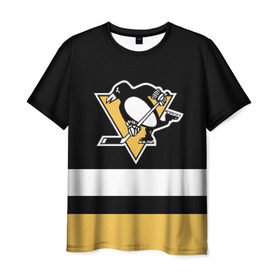 Мужская футболка 3D с принтом Pittsburgh Penguins в Санкт-Петербурге, 100% полиэфир | прямой крой, круглый вырез горловины, длина до линии бедер | Тематика изображения на принте: hockey | nhl | pittsburgh penguins | нхл | хоккей