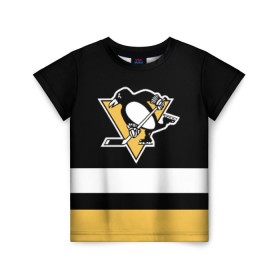 Детская футболка 3D с принтом Pittsburgh Penguins в Санкт-Петербурге, 100% гипоаллергенный полиэфир | прямой крой, круглый вырез горловины, длина до линии бедер, чуть спущенное плечо, ткань немного тянется | hockey | nhl | pittsburgh penguins | нхл | хоккей