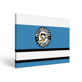 Холст прямоугольный с принтом Pittsburgh Penguins blue в Санкт-Петербурге, 100% ПВХ |  | hockey | nhl | pittsburgh penguins | нхл | хоккей