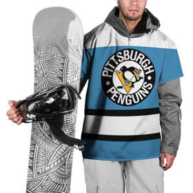 Накидка на куртку 3D с принтом Pittsburgh Penguins blue в Санкт-Петербурге, 100% полиэстер |  | hockey | nhl | pittsburgh penguins | нхл | хоккей