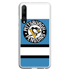 Чехол для Honor P30 с принтом Pittsburgh Penguins blue в Санкт-Петербурге, Силикон | Область печати: задняя сторона чехла, без боковых панелей | hockey | nhl | pittsburgh penguins | нхл | хоккей