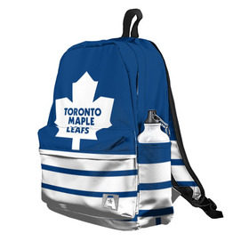 Рюкзак 3D с принтом Toronto Maple Leafs в Санкт-Петербурге, 100% полиэстер | лямки с регулируемой длиной, сверху петелька, чтобы рюкзак можно было повесить на вешалку. Основное отделение закрывается на молнию, как и внешний карман. Внутри два дополнительных кармана, один из которых закрывается на молнию. По бокам два дополнительных кармашка | hockey | nhl | toronto maple leafs | нхл | хоккей