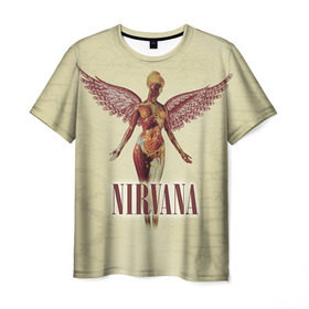 Мужская футболка 3D с принтом Nirvana в Санкт-Петербурге, 100% полиэфир | прямой крой, круглый вырез горловины, длина до линии бедер | Тематика изображения на принте: cobain | curt | nirvana | rock | группа | кобейн | курт | нирвана | рок