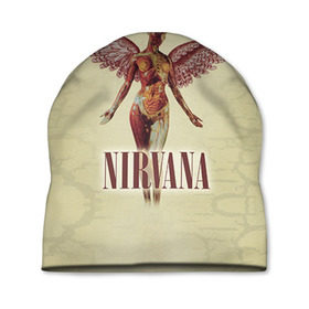 Шапка 3D с принтом Nirvana в Санкт-Петербурге, 100% полиэстер | универсальный размер, печать по всей поверхности изделия | cobain | curt | nirvana | rock | группа | кобейн | курт | нирвана | рок