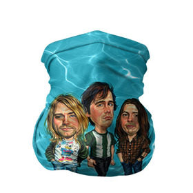 Бандана-труба 3D с принтом Шаржи группа Nirvana в Санкт-Петербурге, 100% полиэстер, ткань с особыми свойствами — Activecool | плотность 150‒180 г/м2; хорошо тянется, но сохраняет форму | cobain | curt | nirvana | rock | группа | кобейн | курт | нирвана | рок