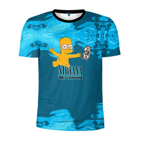 Мужская футболка 3D спортивная с принтом Nirvana & Simpson в Санкт-Петербурге, 100% полиэстер с улучшенными характеристиками | приталенный силуэт, круглая горловина, широкие плечи, сужается к линии бедра | cobain | curt | nirvana | rock | группа | кобейн | курт | нирвана | рок