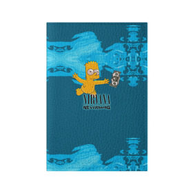 Обложка для паспорта матовая кожа с принтом Nirvana & Simpson в Санкт-Петербурге, натуральная матовая кожа | размер 19,3 х 13,7 см; прозрачные пластиковые крепления | cobain | curt | nirvana | rock | группа | кобейн | курт | нирвана | рок