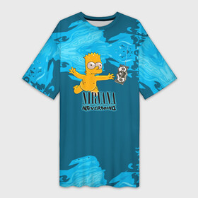 Платье-футболка 3D с принтом Nirvana  Simpson в Санкт-Петербурге,  |  | cobain | curt | nirvana | rock | группа | кобейн | курт | нирвана | рок