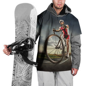 Накидка на куртку 3D с принтом Велогонщик в Санкт-Петербурге, 100% полиэстер |  | extreme | вело | велосипед | шоссейный велосипед | экстрим
