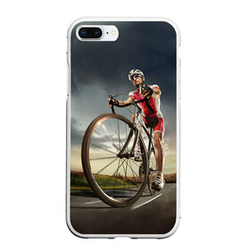 Чехол для iPhone 7Plus/8 Plus матовый с принтом Велогонщик в Санкт-Петербурге, Силикон | Область печати: задняя сторона чехла, без боковых панелей | extreme | вело | велосипед | шоссейный велосипед | экстрим