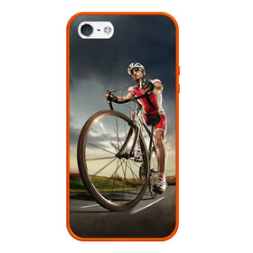 Чехол силиконовый для Телефон Apple iPhone 5/5S с принтом МТБ в Санкт-Петербурге, Силикон | Область печати: задняя сторона чехла, без боковых панелей | extreme | вело | велосипед | шоссейный велосипед | экстрим